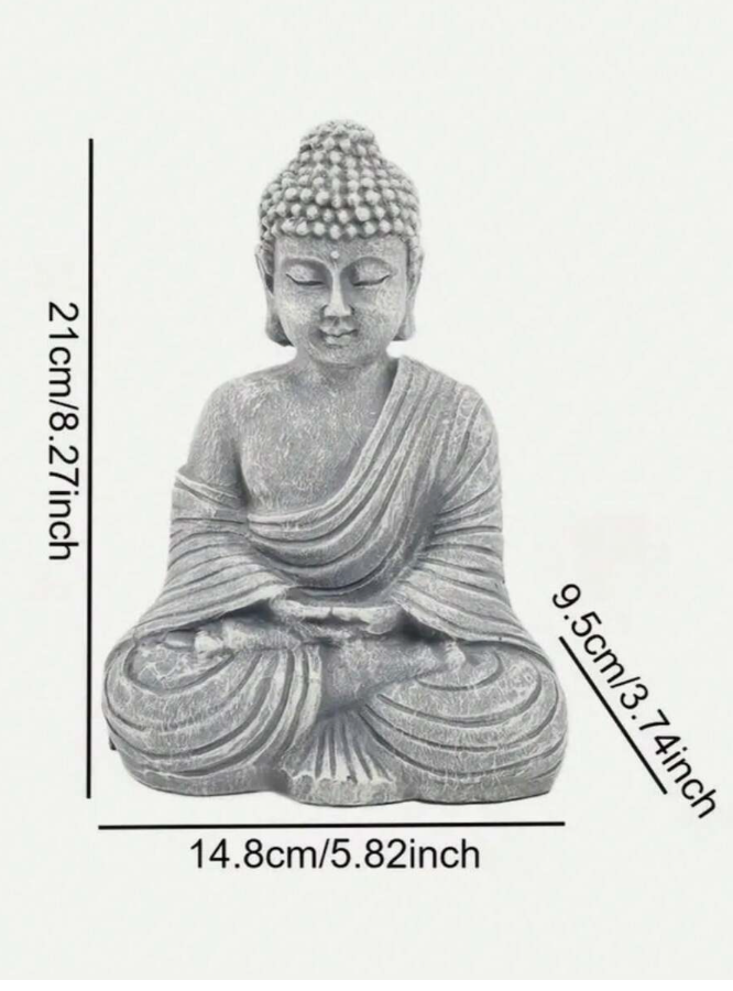Estatua de Buda de resina gris para decoración Zen (interior/exterior)