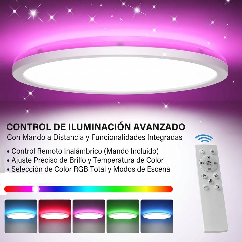 Plafón LED RGB regulable de 24W