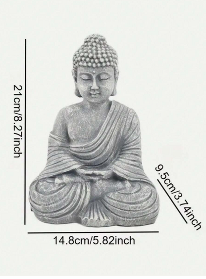 Estatua de Buda de resina gris para decoración Zen (interior/exterior)