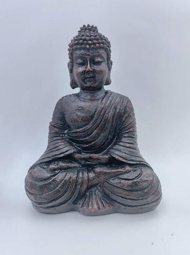 Estatua de Buda de resina gris para decoración Zen (interior/exterior)