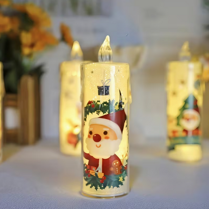 Set de 4 Velas LED Navideñas de Papá Noel – Sin Llama y Seguras