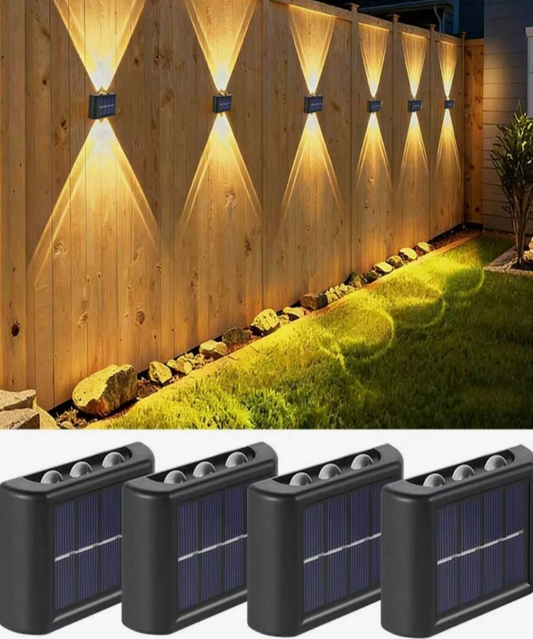 Pack de 4 Luces Solares de Pared Impermeables (6 LED) – Decoración Exterior