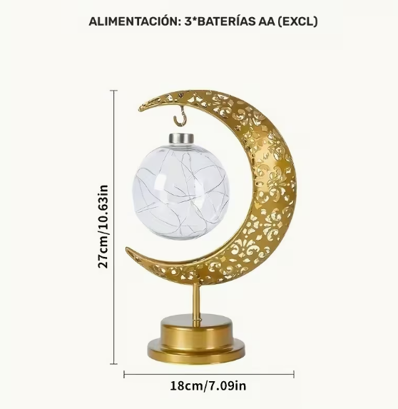 Lámpara LED decorativa Luna y Estrella con calado árabe