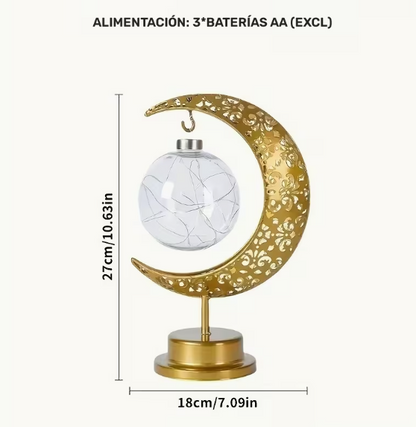 Lámpara LED decorativa Luna y Estrella con calado árabe