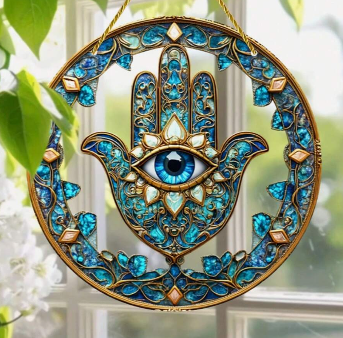 Atrapasol Mano de Fátima (20x20 cm) – Amuleto de protección y decoración espiritual