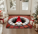 Felpudo Navideño Lavable – Diseño 2D de Duendes y Chimenea