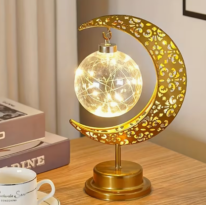 Lámpara LED decorativa Luna y Estrella con calado árabe