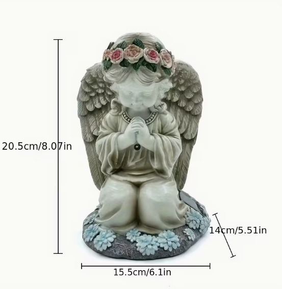 Lámpara solar decorativa Ángel de resina para jardín