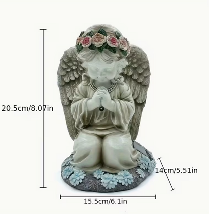 Lámpara solar decorativa Ángel de resina para jardín