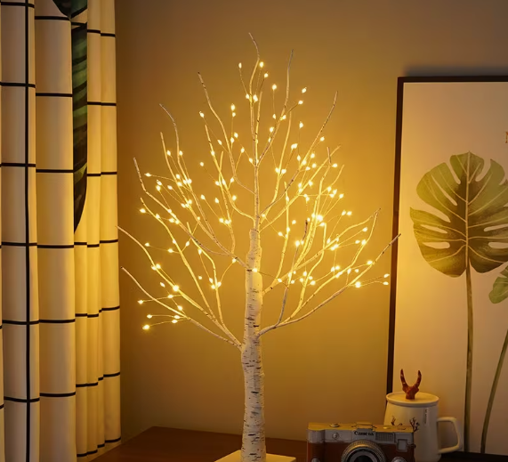 Lámpara de Mesa con forma de Árbol de Abedul de 144 LEDs