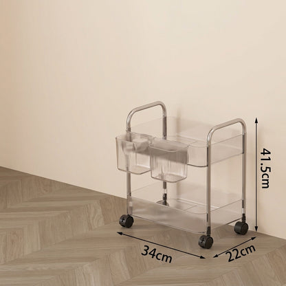 Carrito Acrílico Transparente con Ruedas y Cestas Extraíbles
