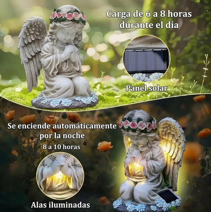 Lámpara solar decorativa Ángel de resina para jardín