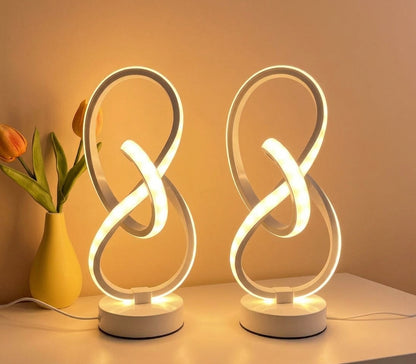 Set de 2 lámparas de mesa LED en espiral con luz regulable y conexión USB
